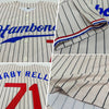 Maxcorners Custom Cream Black Pinstripe Red-Royal Authentic Baseball Jersey LM2605