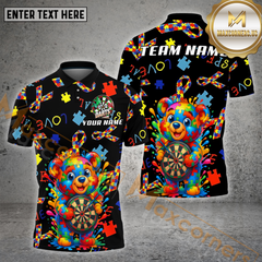 Maxcorners Darts Shirt – Color Puzzle Love Bear Design Personalized Name, Team Name 3D Shirt
