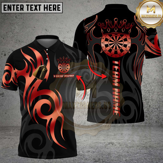 Maxcorners Darts Shirt Golden Dartboard Crown Tribal Pattern Multicolor Options Personalized Name, Team Name 3D Shirt (6 Colors)