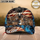 Maxcorners American Flag Deer Hunting Camo Multicolor Options Personalized Name 3D Cap