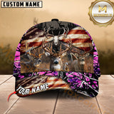 Maxcorners American Flag Deer Hunting Camo Multicolor Options Personalized Name 3D Cap