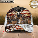 Maxcorners American Flag Deer Hunting Camo Multicolor Options Personalized Name 3D Cap