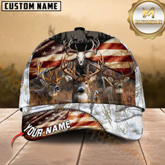 Maxcorners American Flag Deer Hunting Camo Multicolor Options Personalized Name 3D Cap