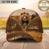 Maxcorners Hunting Brown Leather Style Multicolor Options Personalized Name 3D Cap