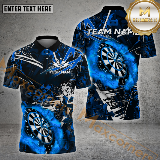 Dynamic lightning strike dartboard shirt – custom name and team 3D darts jersey with multiple color options
