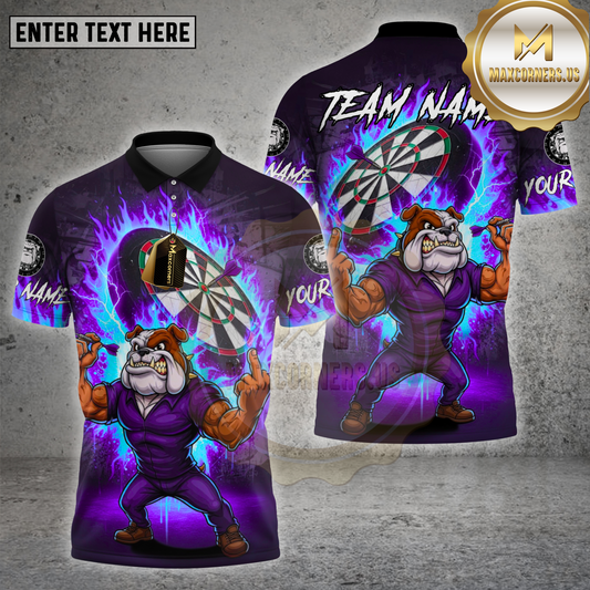 Maxcorners Darts Shirt Bulldog Fire Flames Multicolor Options Personalized Name, Team Name 3D Shirt (4 Colors)