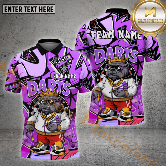 Maxcorners Dart Shirt – Street Style Bulldog King Style, Multicolor Options Personalized Name, Team Name 3D Shirt (4 Colors)