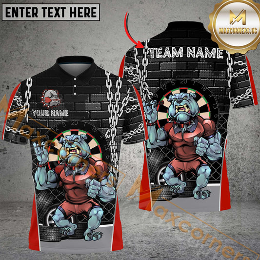 Maxcorners Darts Muscular Bulldog Urban Style Multicolor Options Personalized Name, Team Name 3D Shirt (4 Colors)