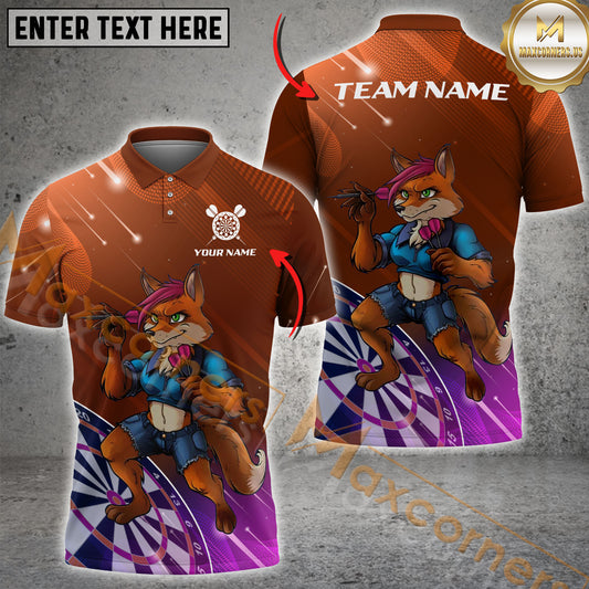 Maxcorners Darts Sexy Fox Girl Design Multicolor Options Personalized Name, Team Name 3D Shirt (4 Colors)
