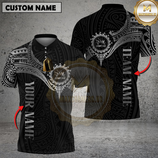 Maxcorners Bowling Shirts Golden Tribal Pattern Multicolor Options Personalized Name, Team Name 3D Shirt (4 Colors)