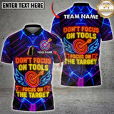 Maxcorners Focus On Target Darts Neon Quote Shirt Personalized Name, Team Name 3D Shirt