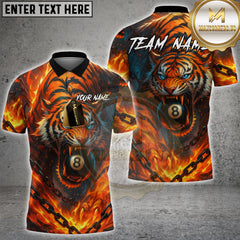 Maxcorners Billiards 8 Ball Tiger Fire Shirt Personalized Name, Team Name 3D Shirt
