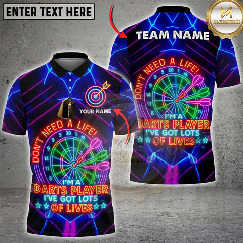 Maxcorners Funny Darts Player Neon Quote Shirt Personalized Name, Team Name 3D Shirt