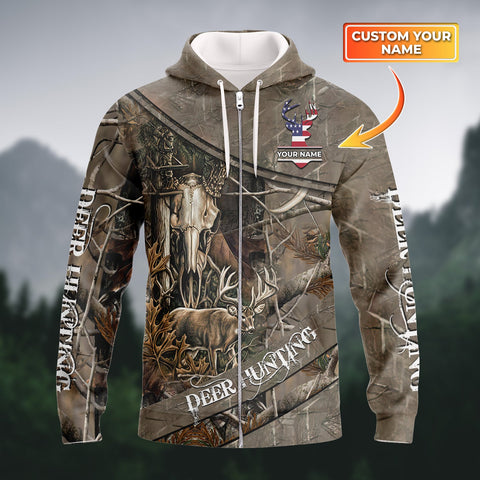 Maxcorners Custom Name Hunting Deer American Logo Shirt 3D All Over Printed Clothes