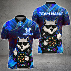 Graffiti-style wolf dart shirt with fierce artwork – custom name and team 3D design in multicolor options