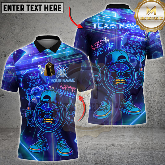 Maxcorners Darts Neon Angry Cartoon Multicolor Options Personalized Name, Team Name 3D Shirt (4 Colors)