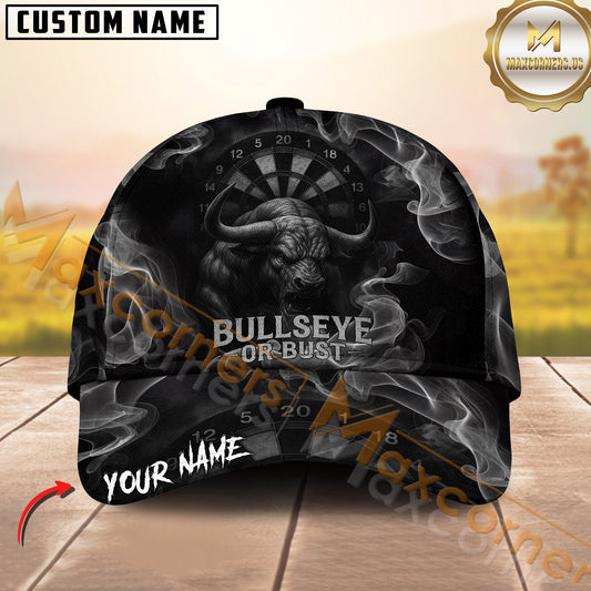 Maxcorners Darts Smoke Bullseyes Pattern Multicolor Option Personalized Name 3D Cap (4 Colors)