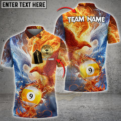 Maxcorners Billiards 9 Ball Phoenix Fire & Ice Personalized Name, Team Name 3D Shirt