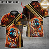 Maxcorners Billiards Shirt Cool 8 Ball Cartoon Fire Flames Golden Line Style Multicolor Options Personalized Name, Team Name Unisex 3D Shirt (4 Colors)