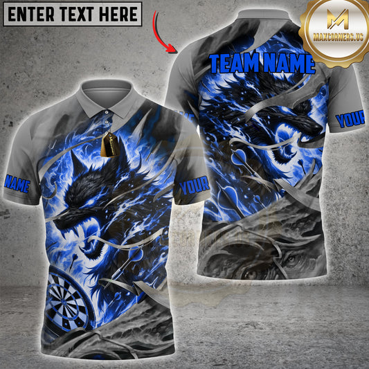 Maxcorners Darts Shirt Fire Wolf Rage Multicolor Options Personalized Name, Team Name Unisex 3D Shirt (4 Colors)