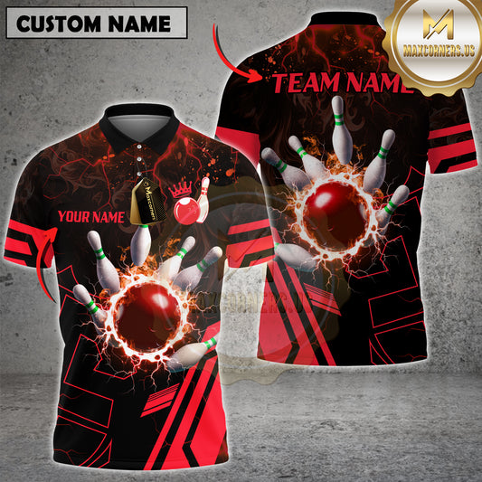 Maxcorners Bowling Shirt Electric King Multicolor Options Personalized Name, Team Name 3D Shirt (4 Colors)