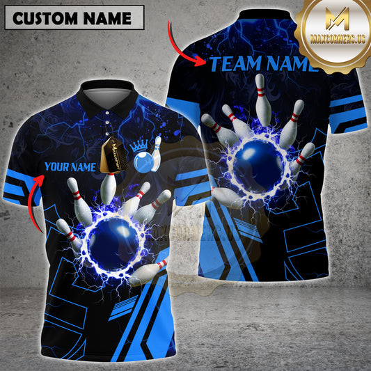 Maxcorners Bowling Shirt Electric King Multicolor Options Personalized Name, Team Name 3D Shirt (4 Colors)