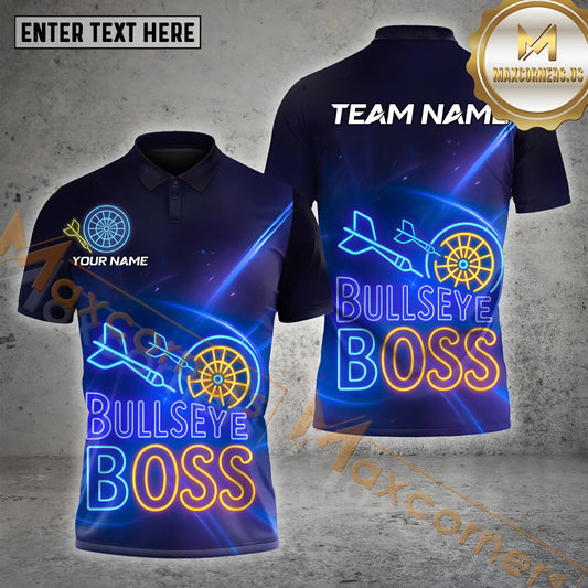 Maxcorners Bullseye Darts Boss Neon Jet Multicolor Options Personalized Name, Team Name 3D Shirt (4 Colors)