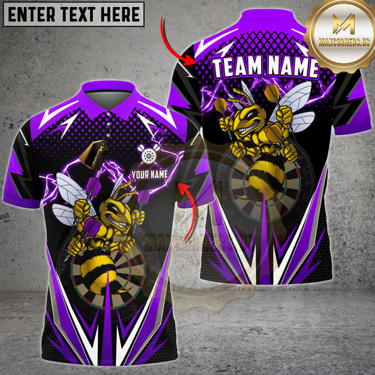 Maxcorners Darts Shirt Yellow Hornet Power Multicolor Options Personalized Name, Team Name Unisex 3D Shirt (4 Colors)