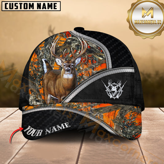 Maxcorners Buck Deer Forest Camo Multicolor Options Personalized Name 3D Cap