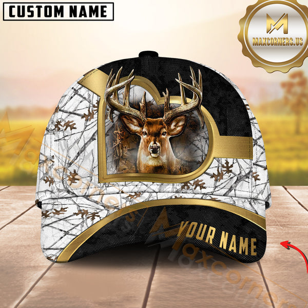 Maxcorners Golden Deer Hunting Camo Multicolor Options Personalized Name 3D Cap