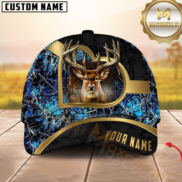 Maxcorners Golden Deer Hunting Camo Multicolor Options Personalized Name 3D Cap