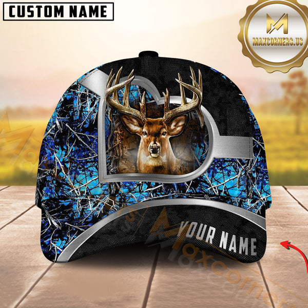 Maxcorners Silver Deer Hunting Camo Multicolor Options Personalized Name 3D Cap