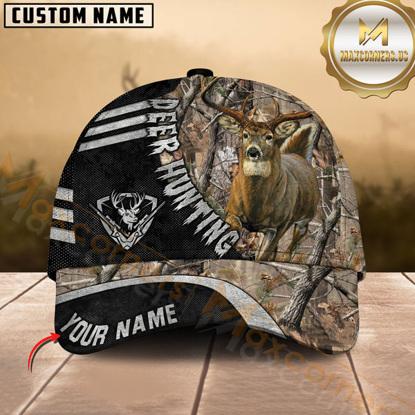 Maxcorners Hunting Deer Camo Woods Multicolor Options Personalized Name 3D Cap