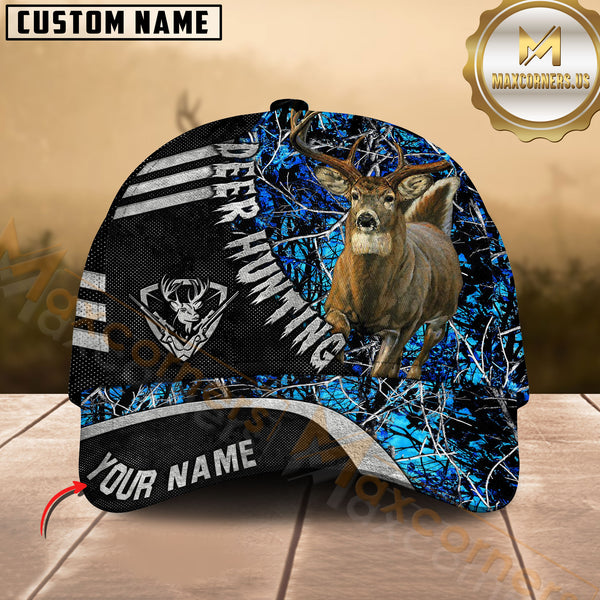 Maxcorners Hunting Deer Camo Woods Multicolor Options Personalized Name 3D Cap