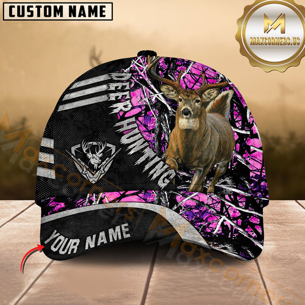 Maxcorners Hunting Deer Camo Woods Multicolor Options Personalized Name 3D Cap