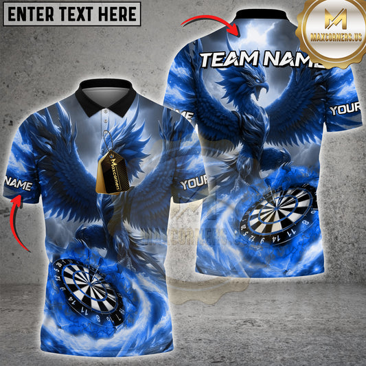Maxcorners Darts Jersey Phoenix Fire Bird Theme Multicolor Options Personalized Name, Team Name 3D Shirt (4 Colors)