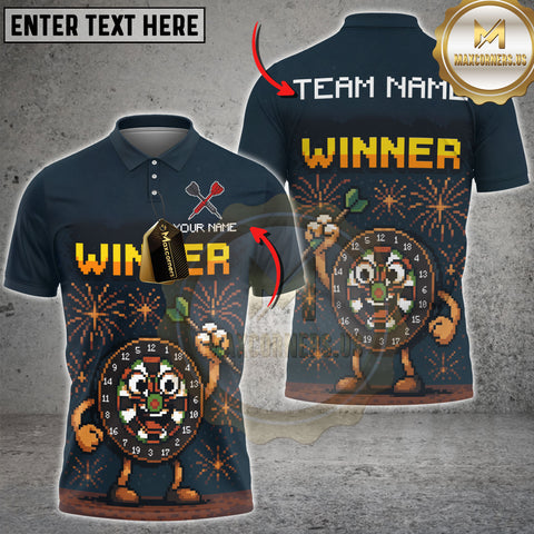 Maxcorners Darts Winner Pixel Fireworks Personalized Name, Team Name 3D Shirt