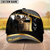 Maxcorners Forest Hunting Black Pattern Line Gold Mix Silver Logo Pattern Design Personalized Name 3D Cap (Deer/Moose/Elk/Turkey/Boar/Duck)