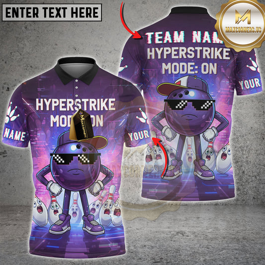 Pixel art bowling shirt with hyperstrike mode theme – custom team and name 3D jersey with vibrant colors