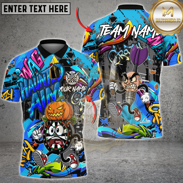 Maxcorners Dart Shirt Halloween Cartoon Graffiti Style Multioptions Personalized Name, Team Name Unisex 3D Shirt (4 Colors)