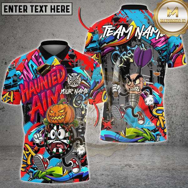 Maxcorners Dart Shirt Halloween Cartoon Graffiti Style Multioptions Personalized Name, Team Name Unisex 3D Shirt (4 Colors)