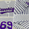 Maxcorners Custom White (Purple Gray Pinstripe) Purple-Gray Authentic Baseball Jersey LM2605