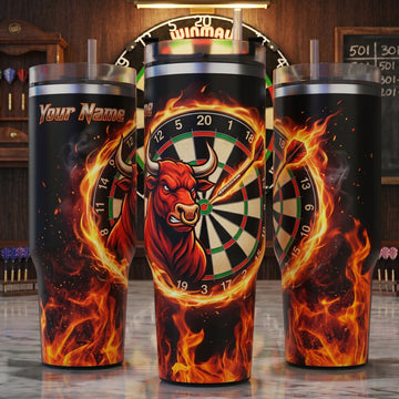 Maxcorners Darts Fiery Red Bull Personalized Name 3D Cup