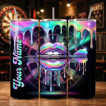 Maxcorners Darts Neon Holographic Lips Personalized Name 3D Cup