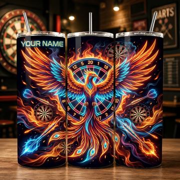 Maxcorners Darts Fire Phoenix Personalized Name 3D Cup