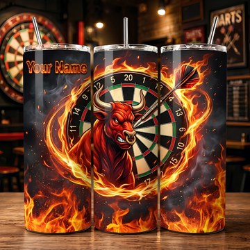 Maxcorners Darts Fire Red Bull Personalized Name 3D Cup