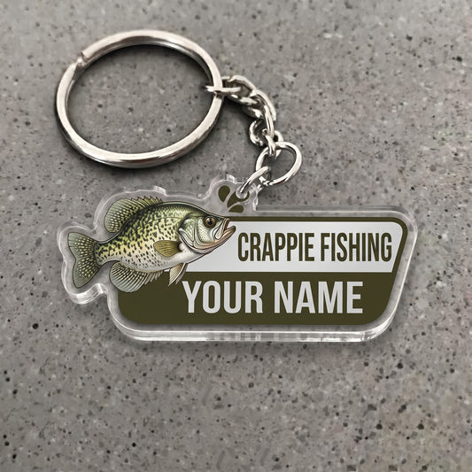 Maxcorners Crappie Fishing Vintage Badge Personalized Name 3D Keychain And Ornament