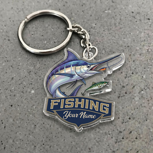 Maxcorners Marlin Fishing Jumping Fish Personalized Name 3D Keychain And Ornament