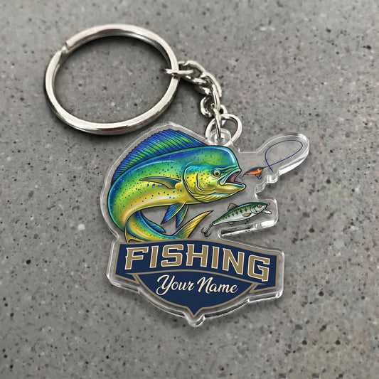 Maxcorners Mahi Mahi Fishing Jumping Fish Personalized Name 3D Keychain And Ornament