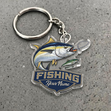 Maxcorners Tuna Fishing Jumping Fish Personalized Name 3D Keychain And Ornament